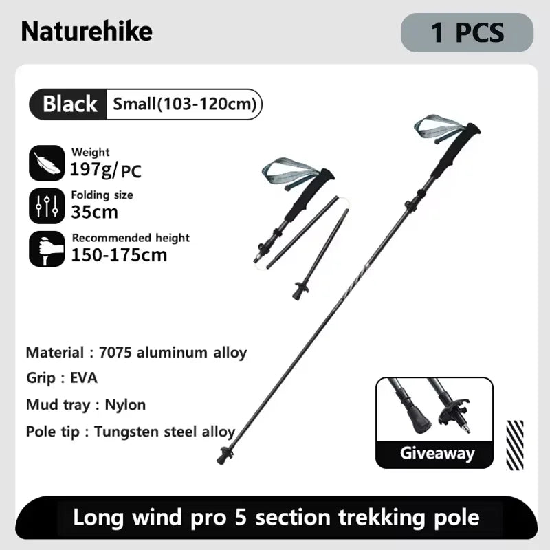 Carbon Fiber Climbing Sticks Outdoor Folding Ultralight Trekking Poles Hiking Stick Collapsible Telescopic Stick
