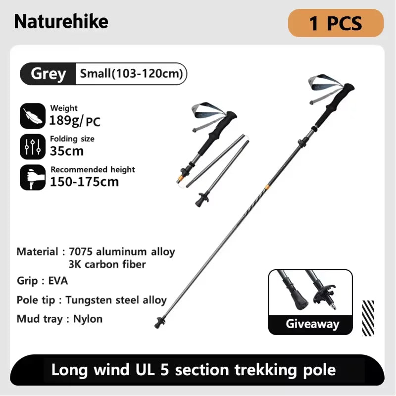 Carbon Fiber Climbing Sticks Outdoor Folding Ultralight Trekking Poles Hiking Stick Collapsible Telescopic Stick