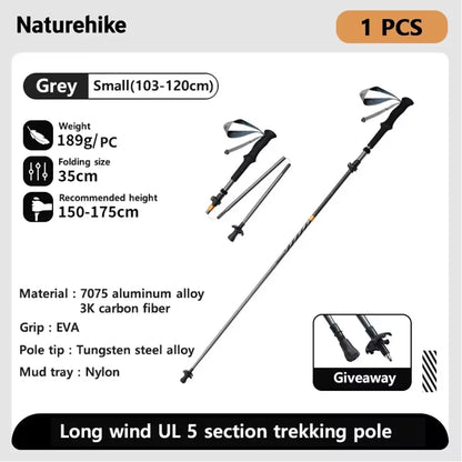 Carbon Fiber Climbing Sticks Outdoor Folding Ultralight Trekking Poles Hiking Stick Collapsible Telescopic Stick