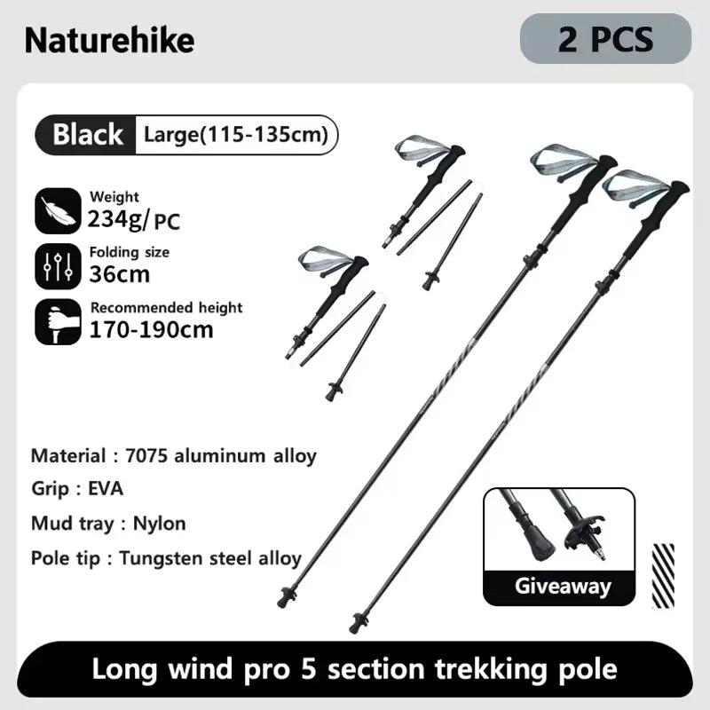 Carbon Fiber Climbing Sticks Outdoor Folding Ultralight Trekking Poles Hiking Stick Collapsible Telescopic Stick