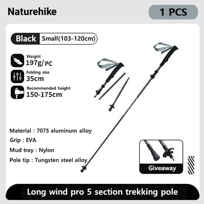 Carbon Fiber Climbing Sticks Outdoor Folding Ultralight Trekking Poles Hiking Stick Collapsible Telescopic Stick