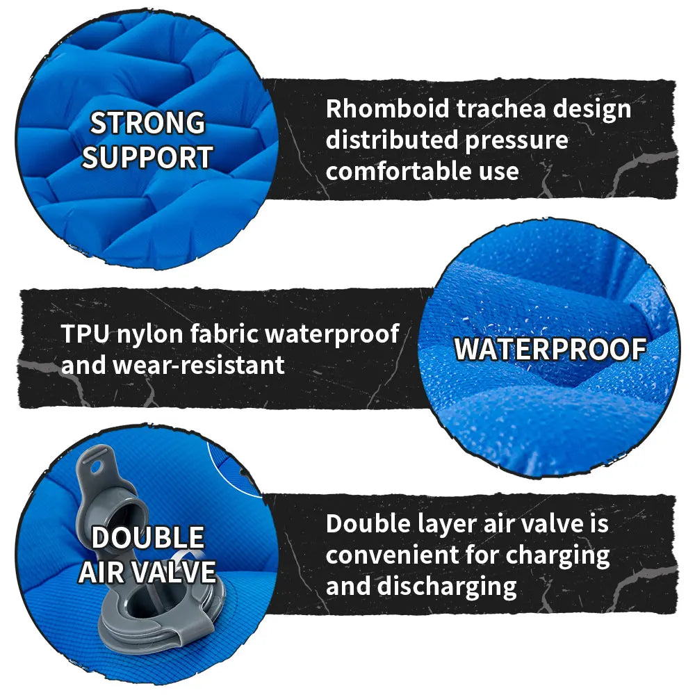 Inflatable Mattress Air Cushion Portable Sleeping Mat Damp Proof Waterproof Pad Hiking Camping Ultra-Light Travel Mat
