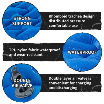 Inflatable Mattress Air Cushion Portable Sleeping Mat Damp Proof Waterproof Pad Hiking Camping Ultra-Light Travel Mat
