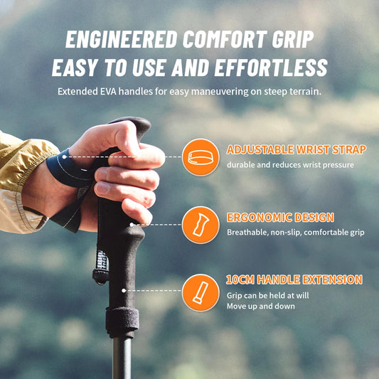 Carbon Fiber Climbing Sticks Outdoor Folding Ultralight Trekking Poles Hiking Stick Collapsible Telescopic Stick