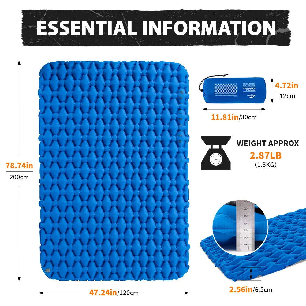 Inflatable Mattress Air Cushion Portable Sleeping Mat Damp Proof Waterproof Pad Hiking Camping Ultra-Light Travel Mat