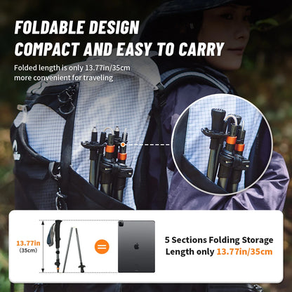 Carbon Fiber Climbing Sticks Outdoor Folding Ultralight Trekking Poles Hiking Stick Collapsible Telescopic Stick