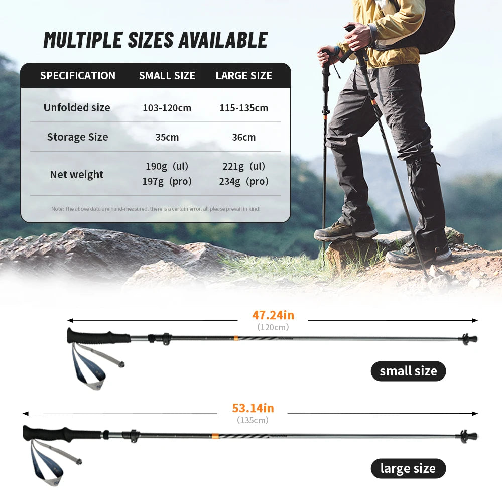 Carbon Fiber Climbing Sticks Outdoor Folding Ultralight Trekking Poles Hiking Stick Collapsible Telescopic Stick