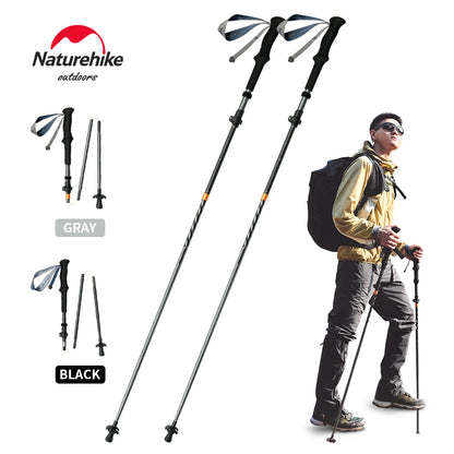 Carbon Fiber Climbing Sticks Outdoor Folding Ultralight Trekking Poles Hiking Stick Collapsible Telescopic Stick